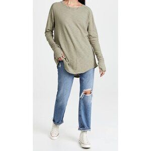 WE THE FREE Arden Tee Sz XS Sage Green Raglan Sleeve Oversized Slub Knit Cotton